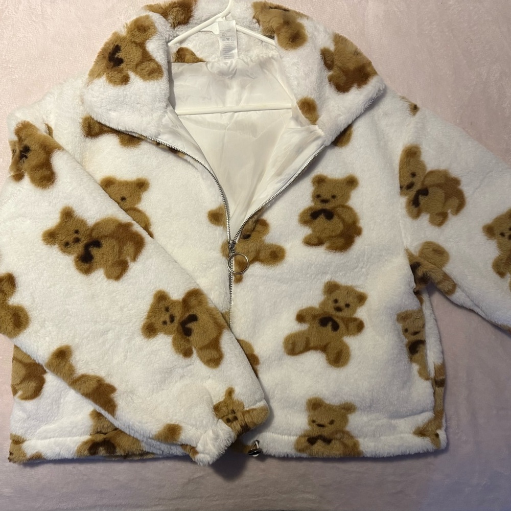 Cozy Teddy Bear Print Jacket